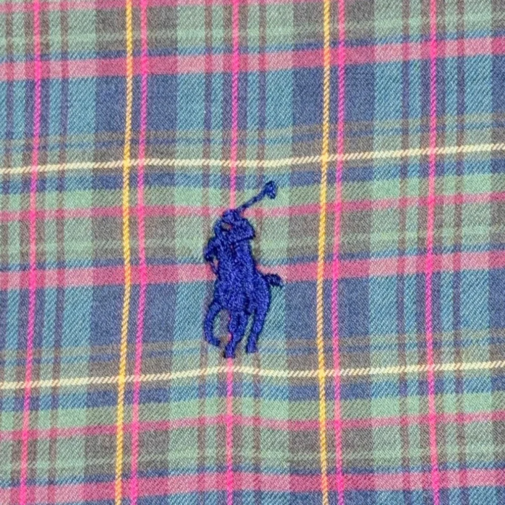 Polo Ralph Lauren Mens Green Plaid Button Down Shirt Cotton Long Sleeve XL